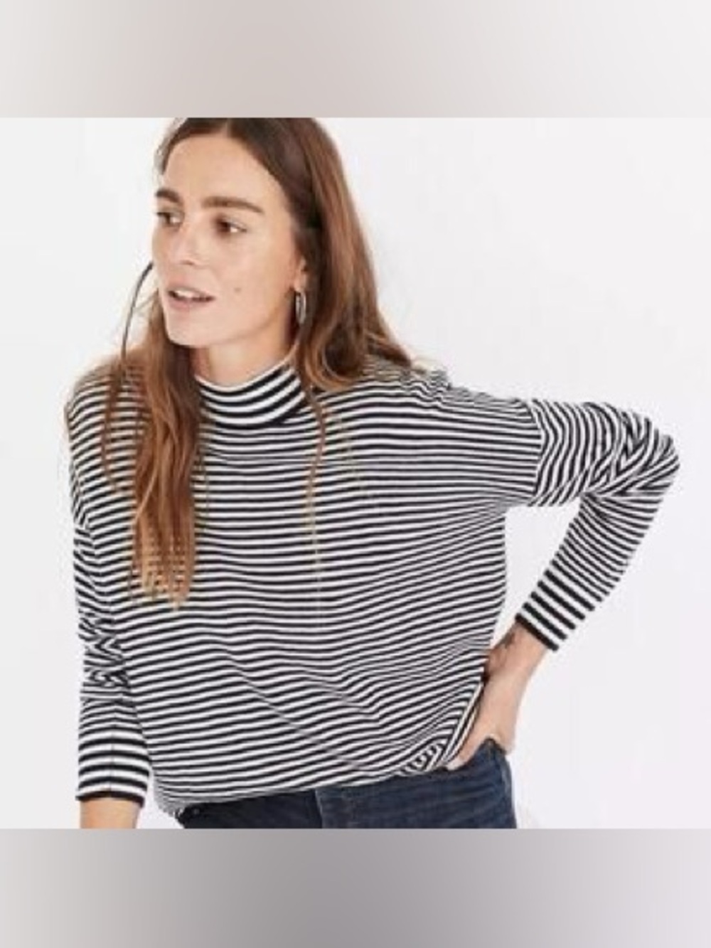 Madewell Stripe-Mix Ashbury Mockneck Sweater